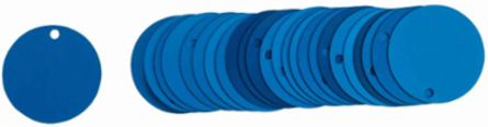 Blank Valve Tags, 2 Inch Diameter, Anodized Aluminum, Blue, 25 Tags per Pack