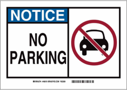 NOTICE No Parking Sign w/Pictogram 5/Package
