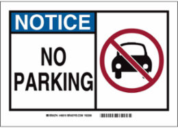 NOTICE No Parking Sign w/Pictogram 5/Package