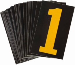Reflective Number & Letter Labels 2.875 Inch H x 1.75 Inch W, Pack of 25, Yellow on Black