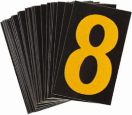 Reflective Number & Letter Labels, 2.875 Inch H x 1.75 Inch W, Pack of 25, Yellow on Black