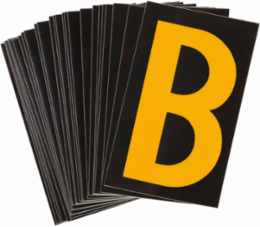 Reflective Number and Letter Labels 2.875 Inch H x 1.75 Inch W, Pack of 25, Yellow on Black