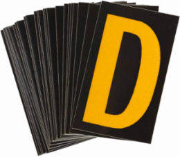 Reflective Number & Letter Labels, 2.875 Inch H x 1.75 Inch W, Pack of 25, Yellow on Black