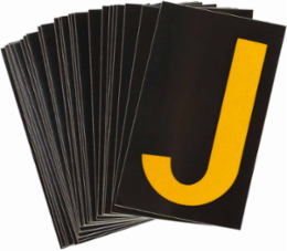 Reflective Number & Letter Labels, 2.875 Inch H x 1.75 Inch W, Pack of 25, Yellow on Black