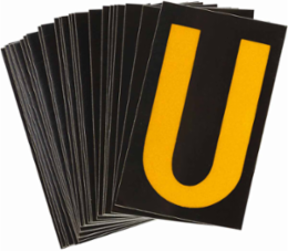 Reflective Number & Letter Labels, 2.875 Inch H x 1.75 Inch W, Pack of 25, Yellow on Black