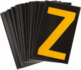 Reflective Number and Letter Labels, 2.875 Inch H x 1.75 Inch W, Pack of 25, Yellow on Black