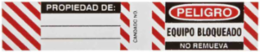 Padlock Labels - Durable Vinyl, 3/4 in H x 4-1/2 in W, Spanish, Abrasion-Resistant