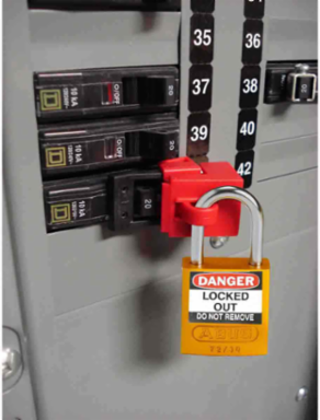 Padlock Labels - Durable Vinyl 4/5 Inch H x 1-1/10 Inch W, Abrasion & Chemical-Resistant
