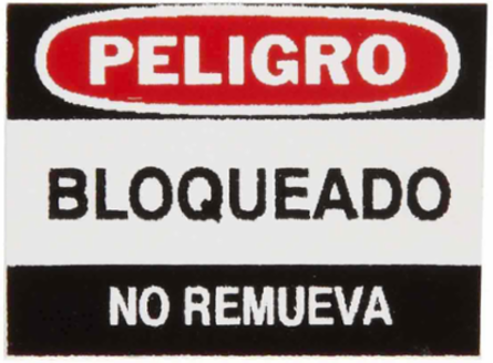 Spanish Padlock Labels - Vinyl, 4/5 Inch x 1-1/10 Inch, Abrasion-Resistant