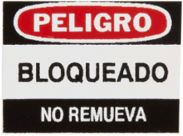 Spanish Padlock Labels - Vinyl, 4/5 Inch x 1-1/10 Inch, Abrasion-Resistant