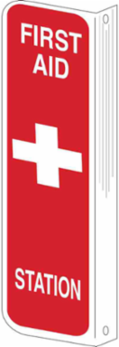 L First Aid Station Sign, 12" H x 4" W x 0.06" D, Polystyrene