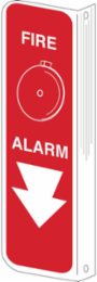 Fire Alarm Sign, 12" H x 4" W x 0.06" D, White on Red, Polystyrene