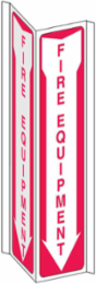 Fire Equipment Sign, 18" H x 7.5" W x 0.06" D, Red on White, Polystyrene
