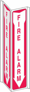 FIRE ALARM Sign, Red on White