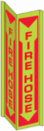 BradyGlo Fire Hose Sign 18 Inch H x 7.5 Inch W, Photoluminescent, Non-Toxic