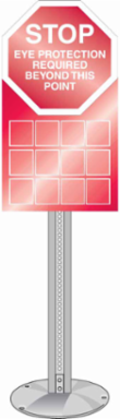 STOP Eye Protection Required Beyond This Point Sign, 36" H x 18" W, White on Red