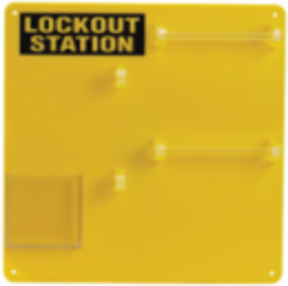 Lockout Tagout Padlock Center - 10 Lock Capacity, Yellow Acrylic, 13.5 Inch x 13.5 Inch