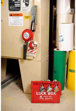 Portable Steel Group Lockout Box, 6 Inch H x 7.375 Inch W x 9.25 Inch D, 75 Padlocks