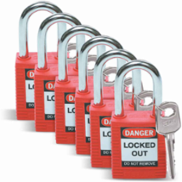 Nonconductive Nylon Padlock - 1.75 in H x 1.5 in W x 0.8 in D, Keyed Different, 6-Pin
