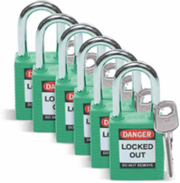 Nonconductive Nylon Padlock - 6 Pin Cylinder, 1.5 Inch Shackle Clearance, Keyed Different