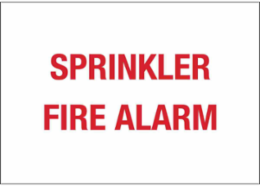 Sprinkler Fire Alarm Sign, 10" H x 14" W x 0.035" D, Red on White, Aluminum