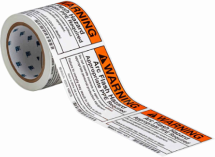 Arc Flash Safety Labels, 3.5 Inch H x 5 Inch W, Self-Sticking Polyester, Roll of 100
