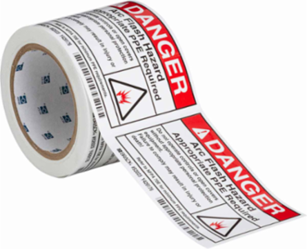 Arc Flash Safety Labels - Polyester, 3.5 Inch H x 5 Inch W, Roll of 100 Labels, Black/Red on White