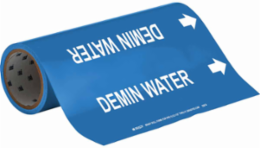 Demin. Water Pipe Marker, 30' H x 12" W, Roll of 30', Fits Pipes, 2.5" Dia. Thru 6" Dia.