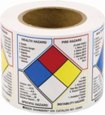 Write-on NFPA Diamond Labels, 4" H x 4" W x 0.0038" D