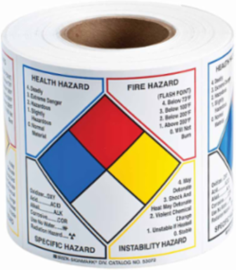 Write-on NFPA Diamond Labels, 6" H x 6" W x 0.004" D