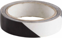 Marking Tape Roll - High Performance Vinyl, Diagonal Stripes, Black on White, 1" x 18 yd