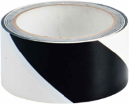 Marking Tape Roll - High Performance Vinyl, Diagonal Stripes, Black on White, 2" x 18 yd