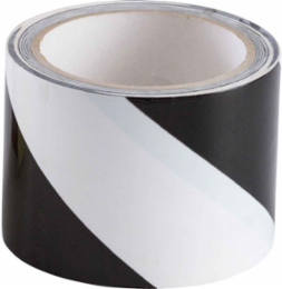 Marking Tape Roll - High Performance Vinyl, Diagonal Stripes, Black on White, 3" x 18 Yds