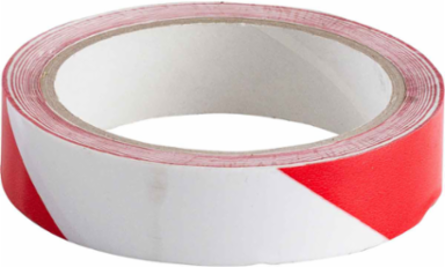 Marking Tape Roll - High Performance Vinyl, Diagonal Stripes, Red on White, 3" x 18 yd