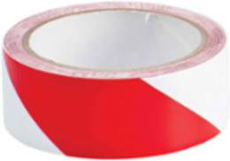 Marking Tape Roll - High Performance Vinyl, Diagonal Stripes, Red on White, 1.5" x 18 yd