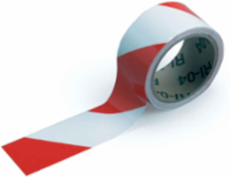Marking Tape Roll - High Performance Vinyl, Diagonal Stripes, Red on White, 2" x 18 yd