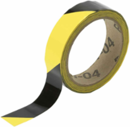 Marking Tape Roll - High Performance Vinyl, Diagonal Stripes, Black on Yellow, 1" x 18 yd