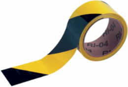 Marking Tape Roll - High Performance Vinyl, Diagonal Stripes, Black on Yellow, 2" x 18 yd