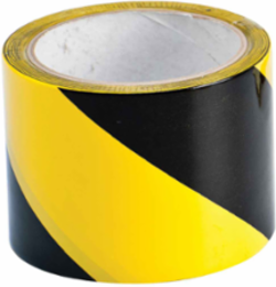 Marking Tape Roll - High Performance Vinyl, Diagonal Stripes, Black on Yellow, 3" x 18 Yds