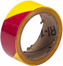 Marking Tape Roll - High Performance Vinyl, Diagonal Stripes, Magenta on Yellow, 1.5" x 18 yd