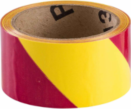 Marking Tape Roll - High Performance Vinyl, Diagonal Stripes, Magenta on Yellow, 2" x 18 yd