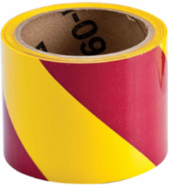Marking Tape Roll - High Performance Vinyl, Diagonal Stripes, Magenta on Yellow, 3" x 18 Yds