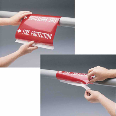 Pipe Marker, 8 Inch H x 5 Inch W, Fits Pipes 0.5 Inch to 1.375 Inch, Chemical and UV Resistant