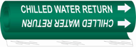 Chilled Water Return Pipe Marker, 8" H x 5" W, Fits Pipes 0.5" Dia. Thru 1.375" Dia.