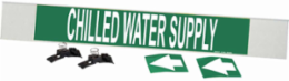 Chilled Water Supply Pipe Marker, 4" H x 24" W, Fits Pipes 8" Dia. or Larger