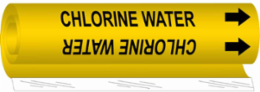 Wrap Around Pipe Marker: CHLORINE WATER, 8" H x 5" W, Fits Pipes 0.5" Dia. Thru 1.375" Dia.