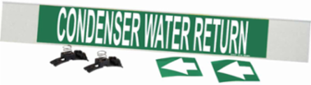 Condenser Water Return Pipe Marker, 4" H x 24" W, Fits Pipes 8" Dia. or Larger