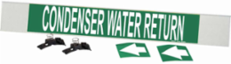 Condenser Water Return Pipe Marker, 4" H x 24" W, Fits Pipes 8" Dia. or Larger