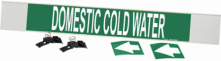 Domestic Cold Water Pipe Marker, 4" H x 24" W, Fits Pipes 8" Dia. or Larger