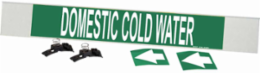 Domestic Cold Water Pipe Marker, 4" H x 24" W, Fits Pipes 8" Dia. or Larger